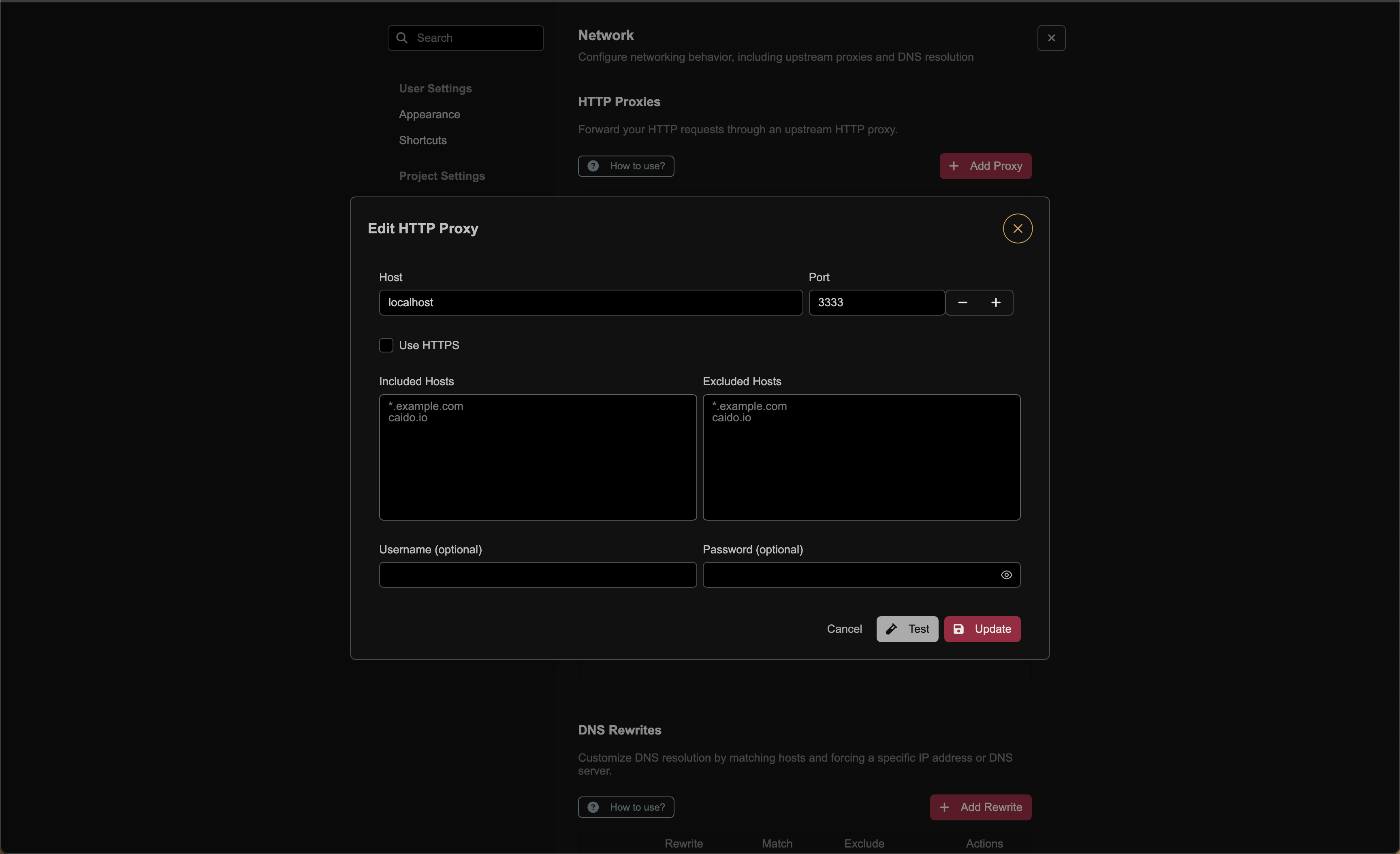 Caido Add Proxy