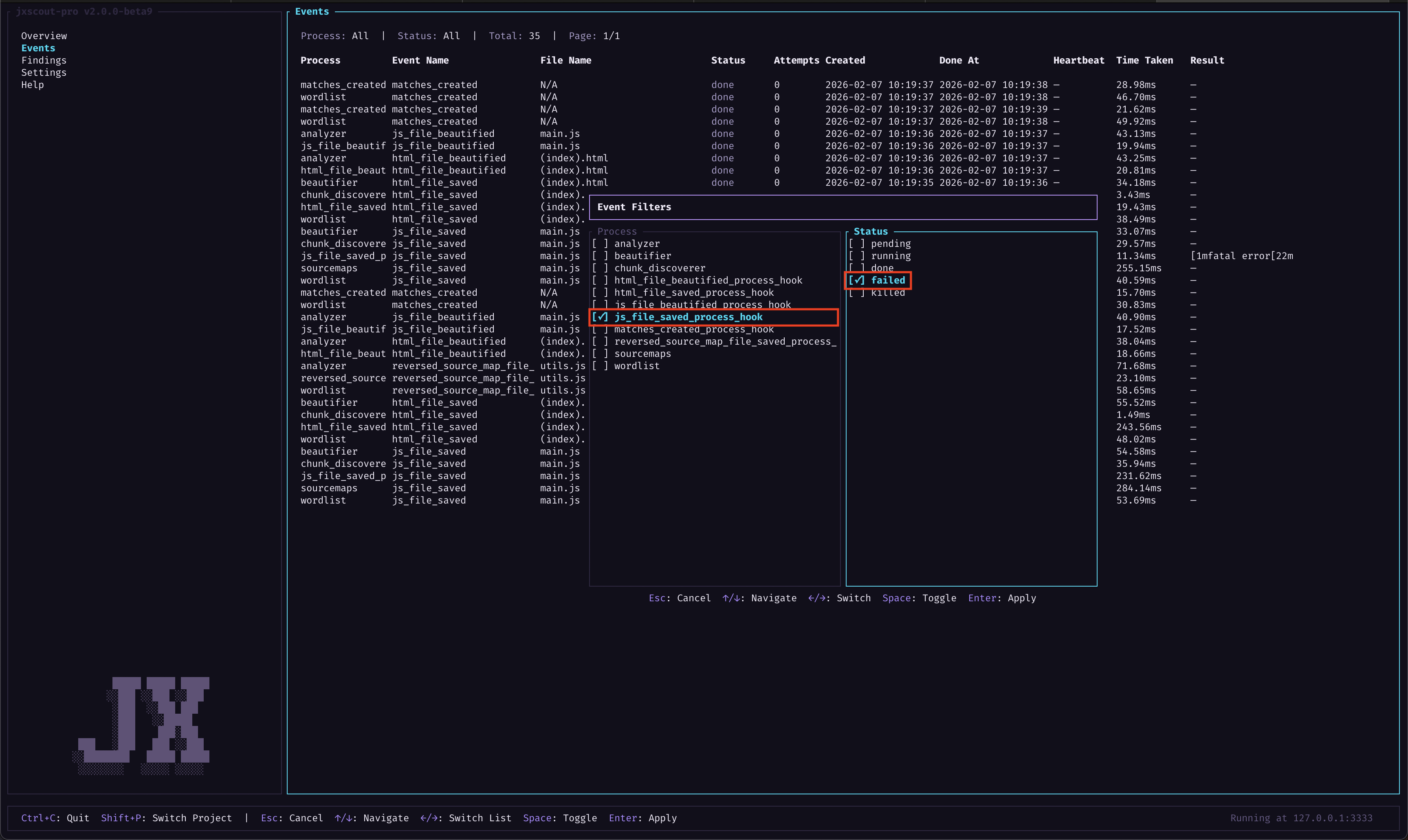 event hooks filters