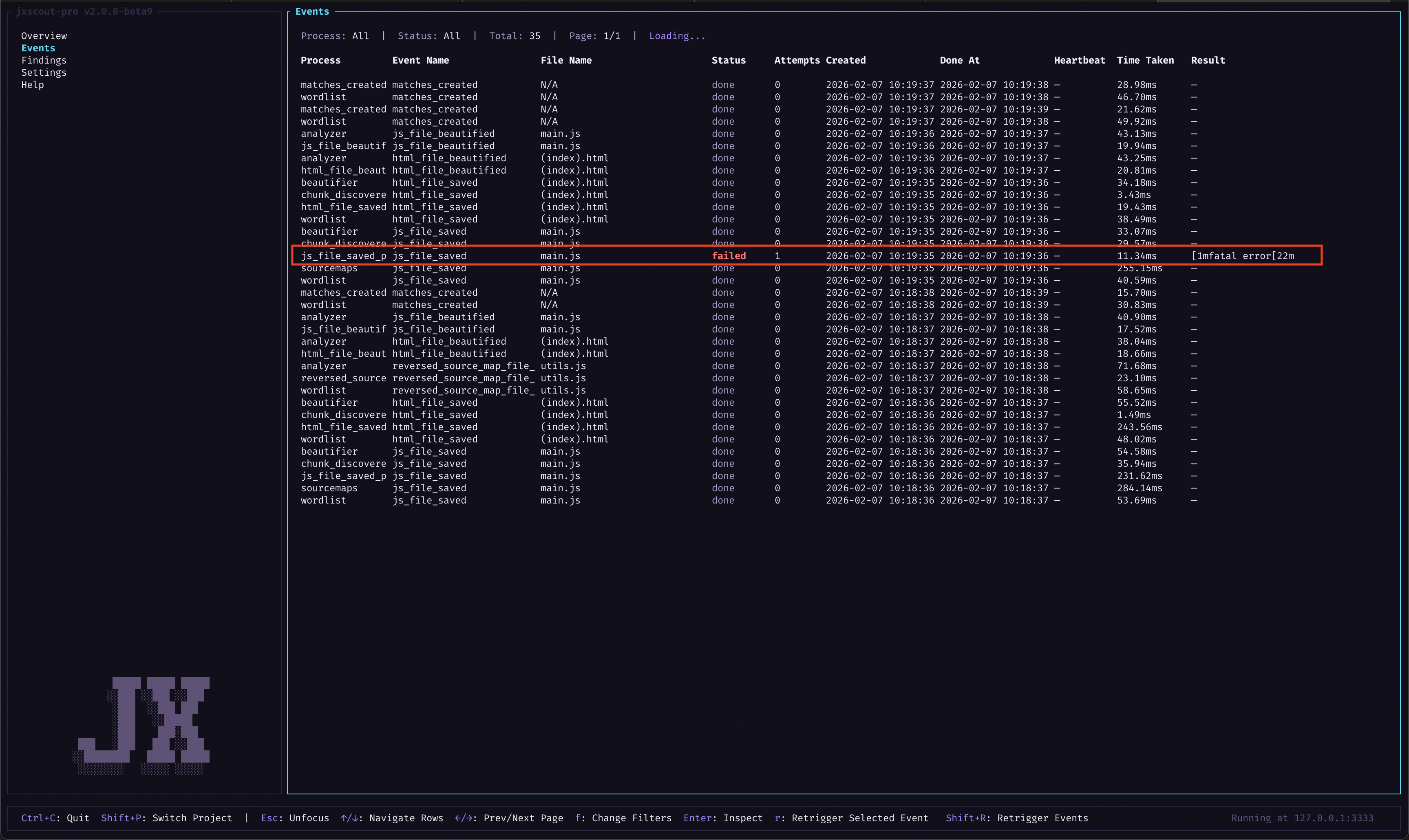 events hooks failed