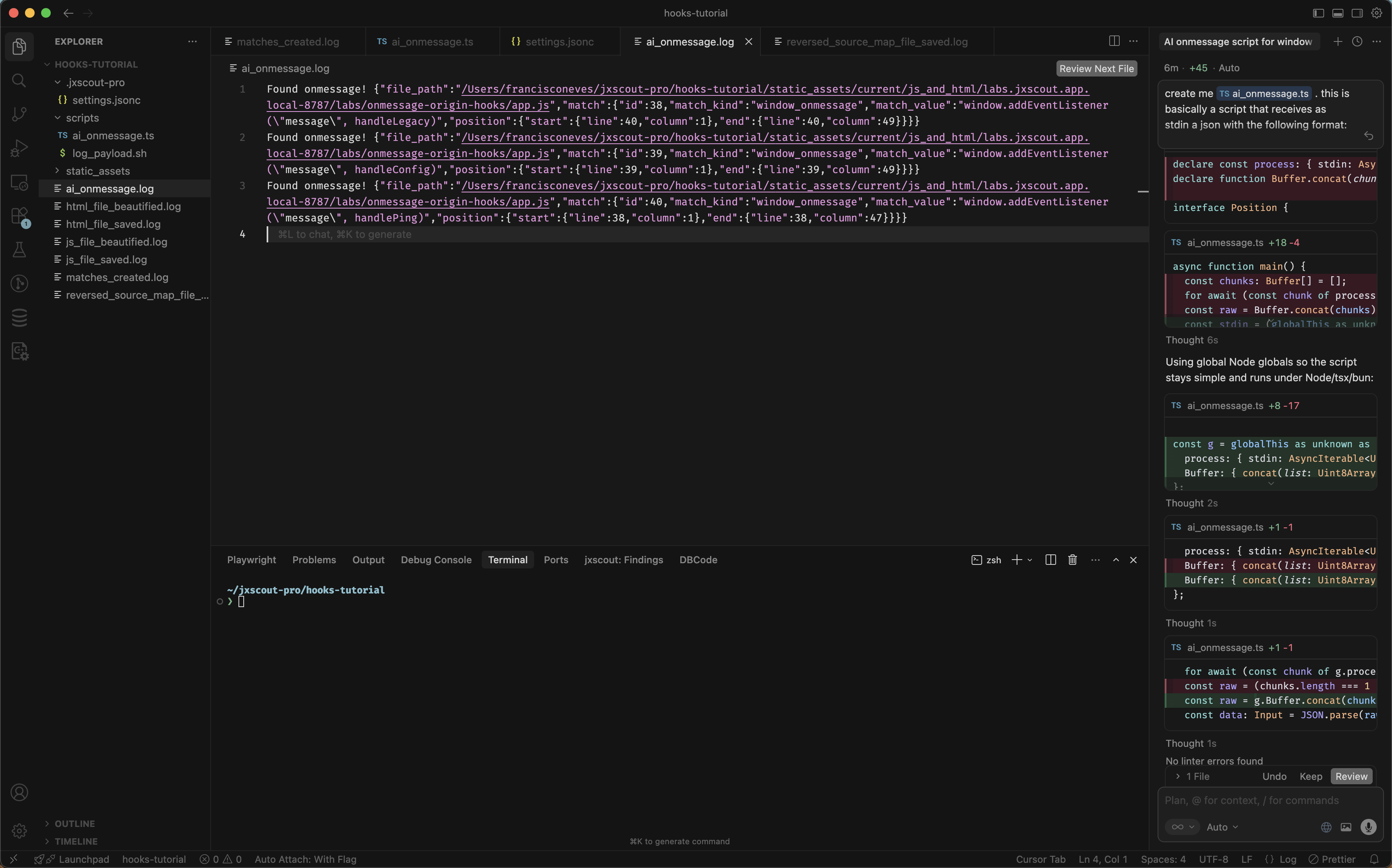 log window message