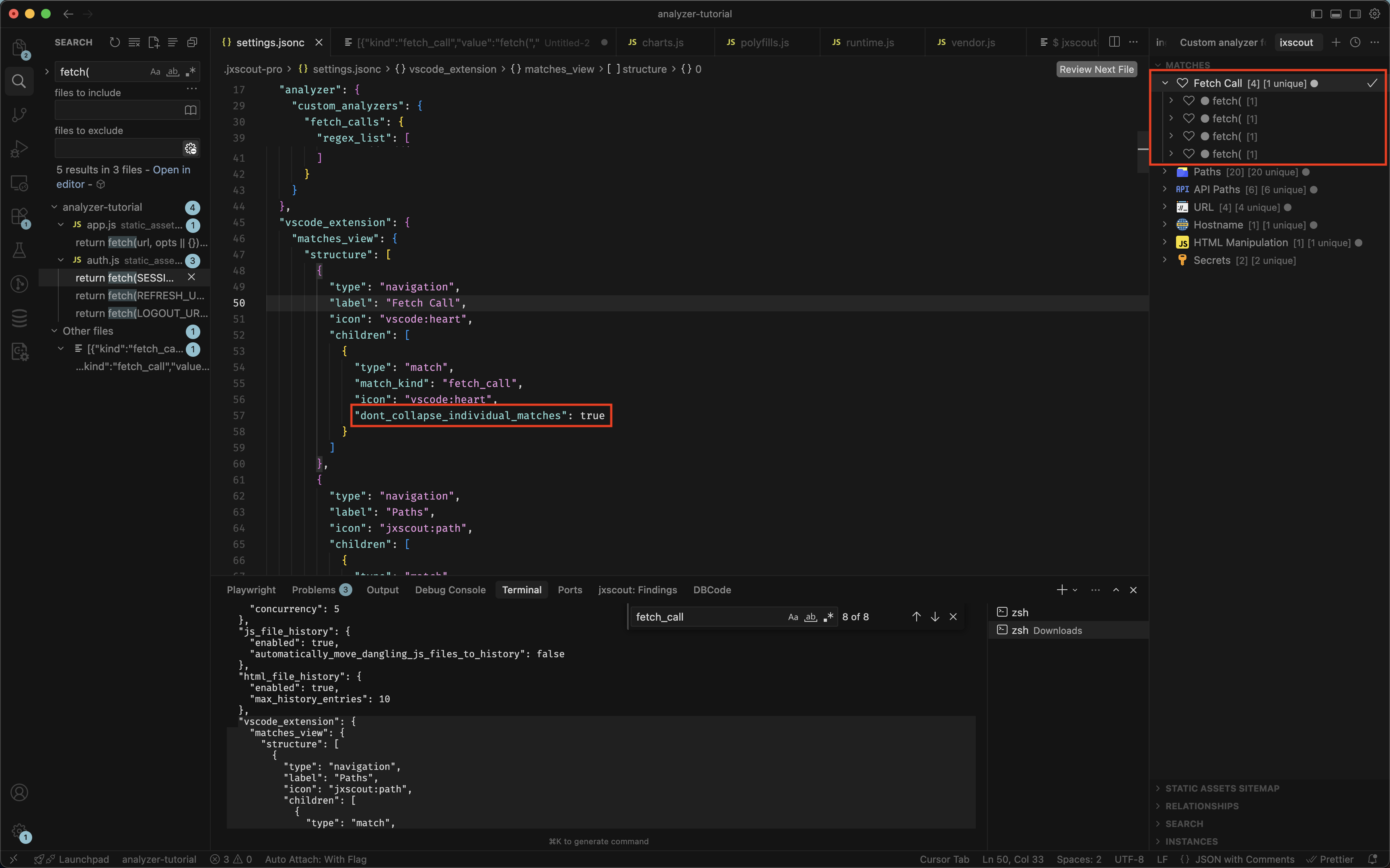 regex fetch no collapse
