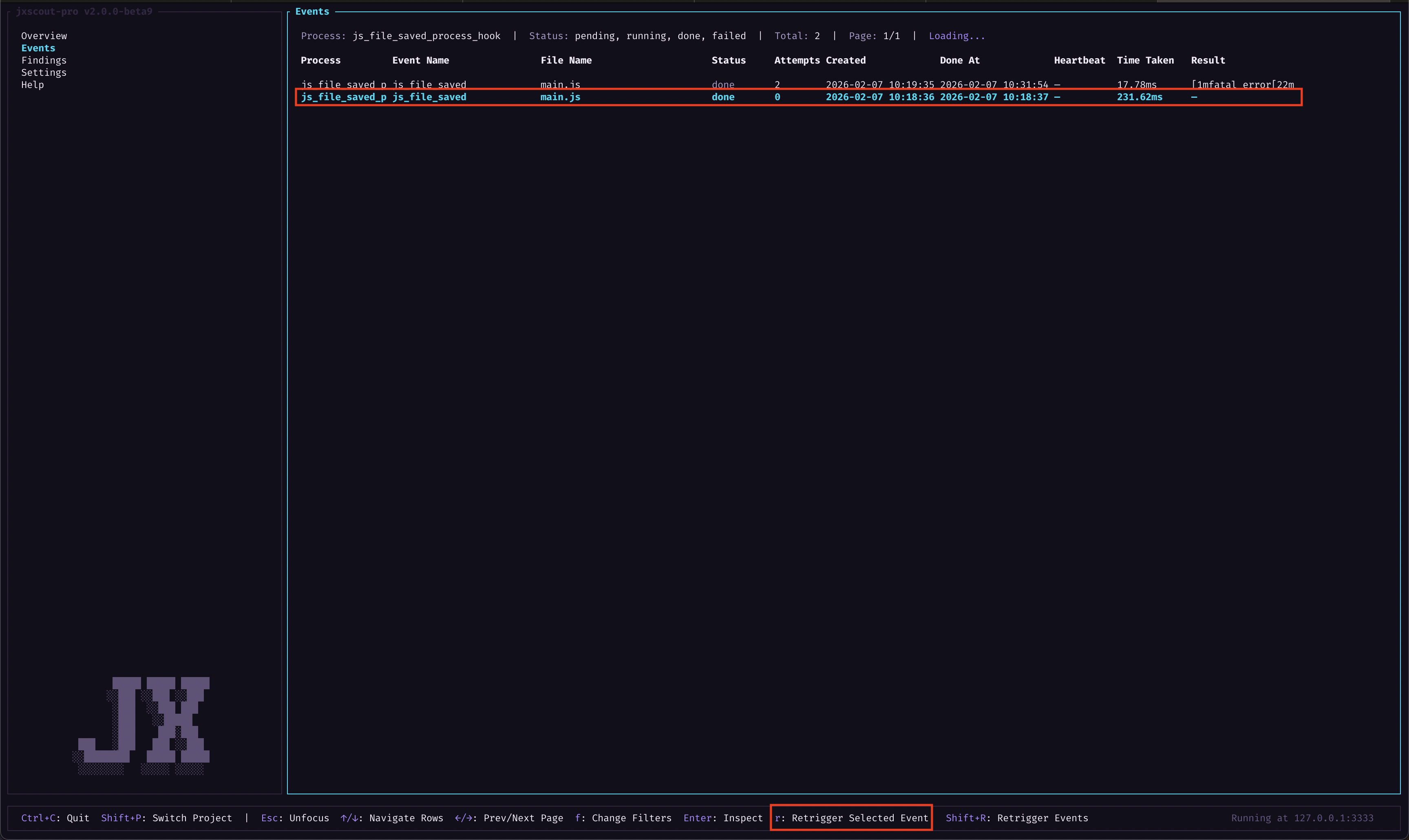 retrigger individual event